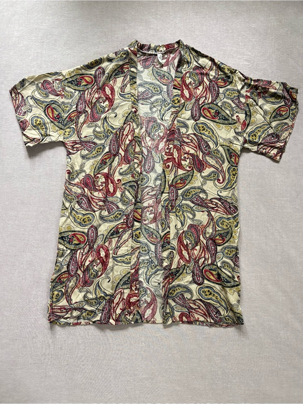 L Love kimono style cream & red paisley cover up.